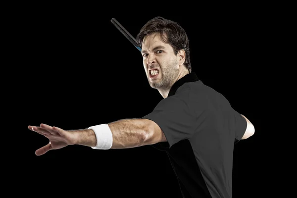 Tennis player with a black shirt. — Stock Photo, Image