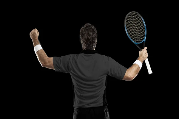 Tenista s černou košili. — Stock fotografie