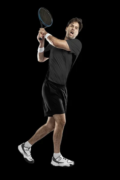 Jugador de tenis con camisa negra . — Foto de Stock