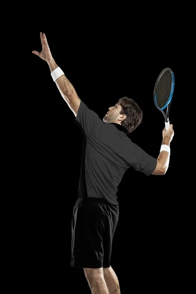 Joueur de tennis avec une chemise noire . — Photo