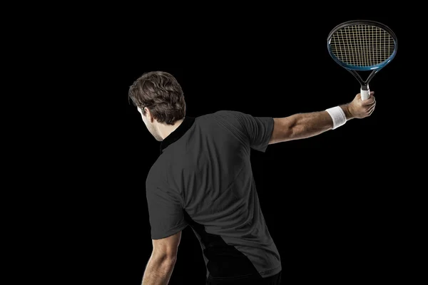 Tennisspeler met een zwart shirt. — Stockfoto