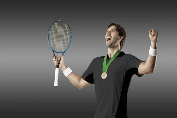 Tennis player with a black shirt. — Stock Photo, Image
