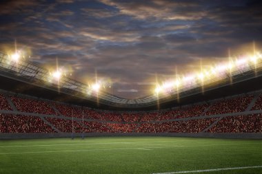 Rugby stadyum kırmızı üniforma giyen hayranları ile