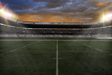 Rugby stadyum beyaz üniforma giyen hayranları ile