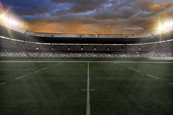 Rugby Stadium with fans wearing white uniforms — Stock Photo, Image