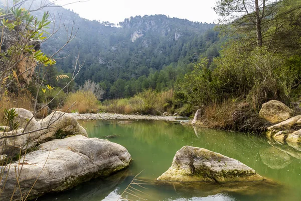 Rio Serpis Vicino Alla Vecchia Linea Ferroviaria Villalonga Valencia Spagna — Foto Stock