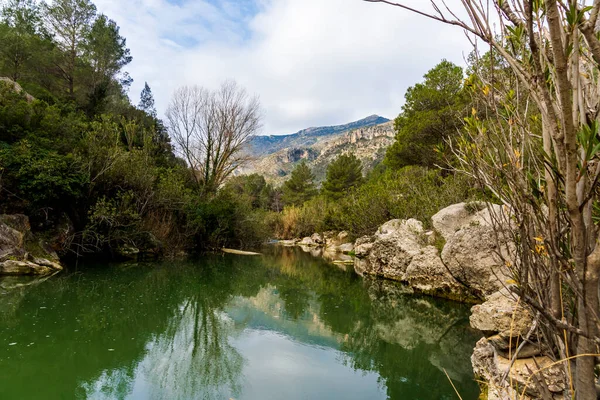 Rio Serpis Vicino Alla Vecchia Linea Ferroviaria Villalonga Valencia Spagna — Foto Stock