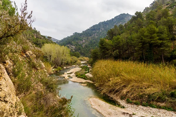 Rio Serpis Vicino Alla Vecchia Linea Ferroviaria Villalonga Valencia Spagna — Foto Stock