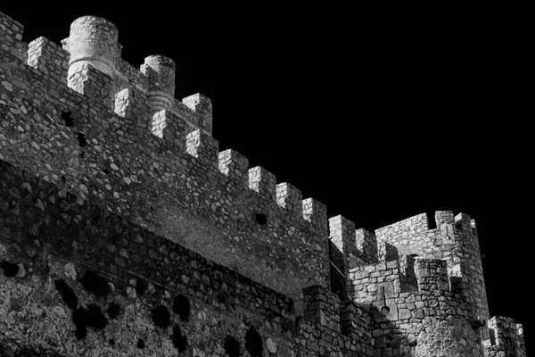 Vistas Muralla Del Castillo Atalaya Localidad Villena Blanco Negro Alicante —  Fotos de Stock