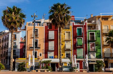 View of the colorful houses of the town of Villajoyosa , june 2021, Villajoyosa, Alicante, Spain. clipart