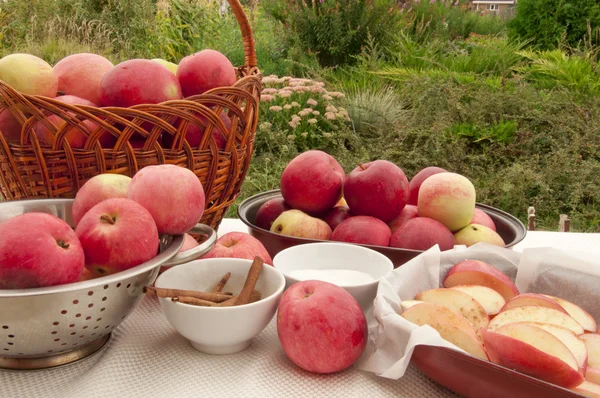 Ingredients for the preparation of apple pie — Stock Photo, Image