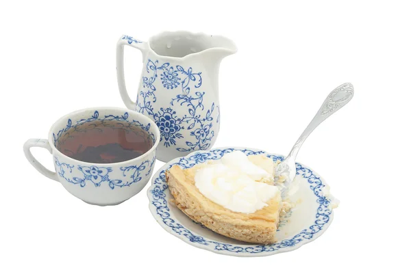 Cheesecake chá no fundo branco Imagens De Bancos De Imagens
