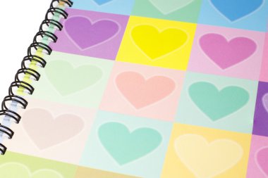 Renkli kalp grafik kapak defter