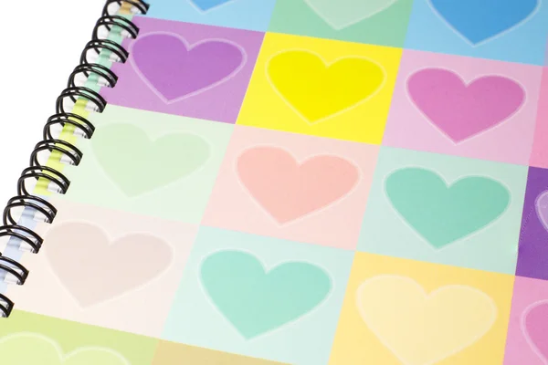Caderno de capa gráfica de coração colorido — Fotografia de Stock