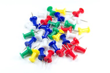 Set of multicolor push pins clipart