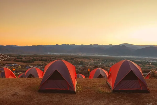 Nascer Sol Acampar Miradouro Lai Distrito Pai Província Mae Hong — Fotografia de Stock