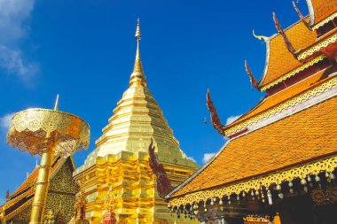 Dünyaca ünlü pagoda Phra Doi Suthep, Chiang Mai vilayetinde, Tayland.
