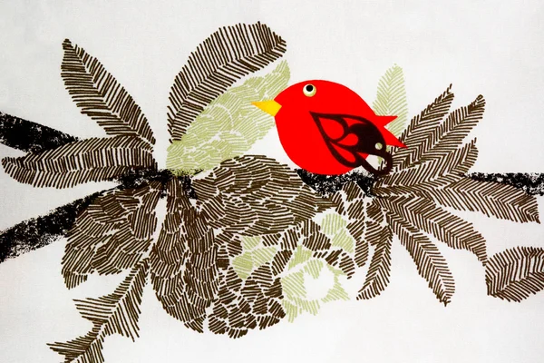 Bird on Nest Batik Background — Stock Photo, Image