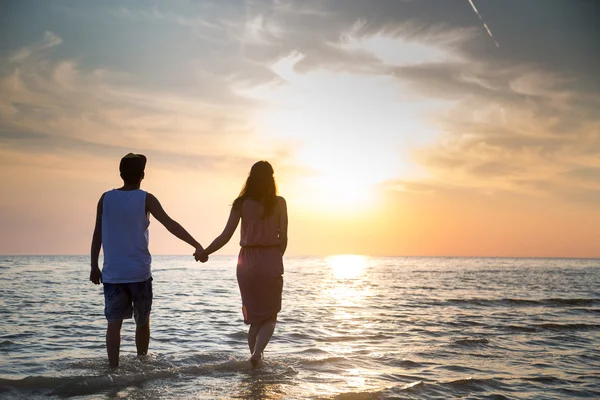 young couple in love walks