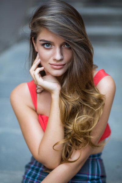 portrait of pretty young woman smiling