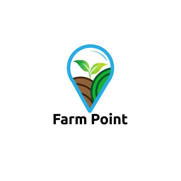 Logo Farm Point Con Logo Foglia Concetto Vettoriale Icona Elemento — Vettoriale Stock