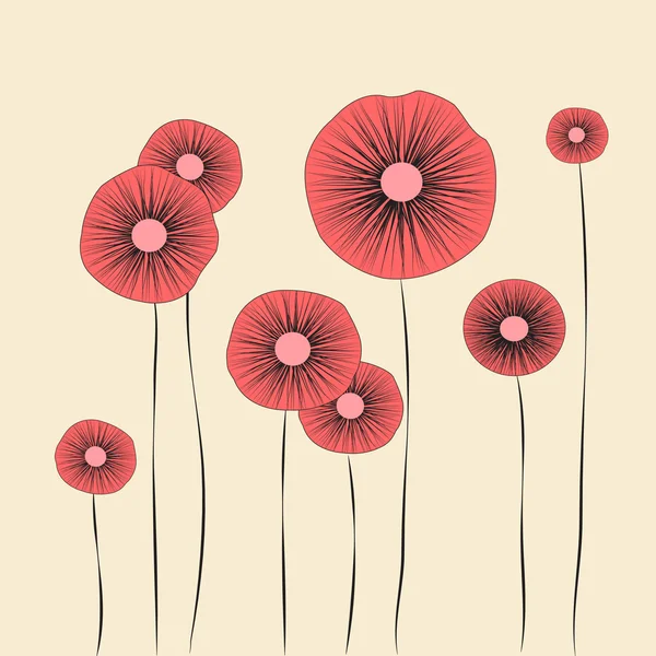 Rode bloemen — Stockvector