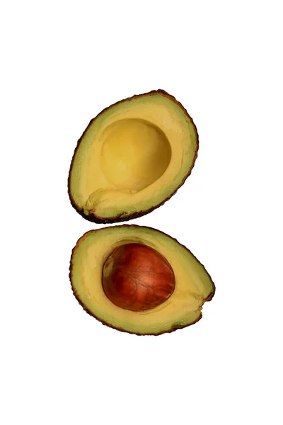 Een Halve Avocado Geïsoleerd Witte Achtergrond Een Close Bovenaanzicht — Stockfoto