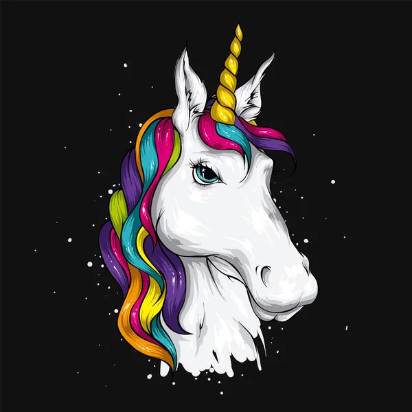 Hermoso Unicornio Ilustración Vectorial Para Una Postal Póster Impresión Ropa — Archivo Imágenes Vectoriales