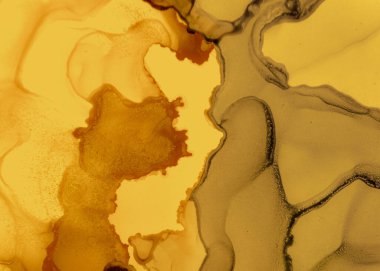 Siyah ve Sarı Soyut Akrilik Yüzey. Koyu 