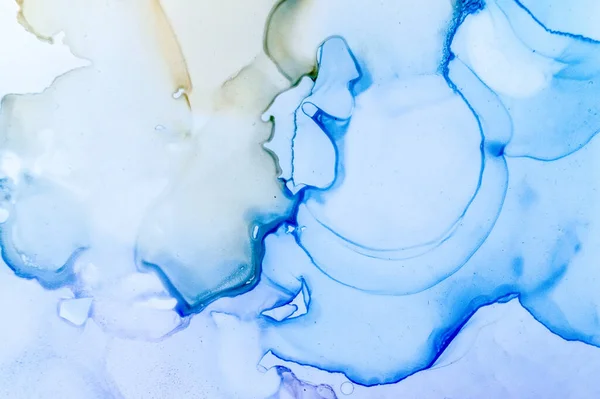 Kunstwerk mit Aquarellflecken. Blaue Farbe Öl — Stockfoto