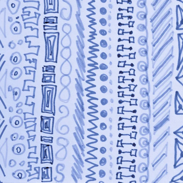 Indigo Meksykański wzór sztuki. Peruwiański haft. Farba drukarska — Zdjęcie stockowe