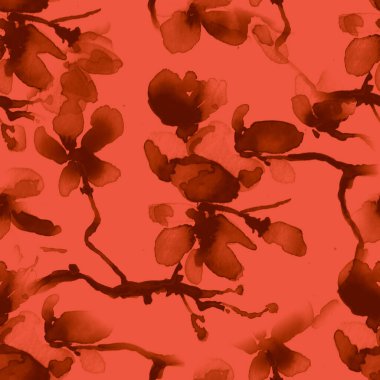 Kiraz çiçekleri pürüzsüz. Sakura Süsü. Kırmızı 