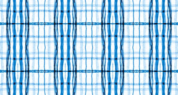 Plaid Fabric. Blue Indigo Picnic Texture. — Stock Photo, Image