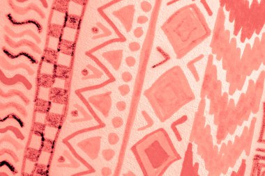 Turuncu Etnik Sanat Şablonu. Peru Doku Kumaşı. 