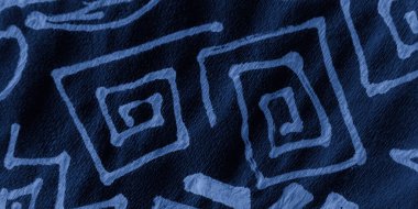 Bulutlar Çiçekler Halk Şablonu. İndigo Fas 