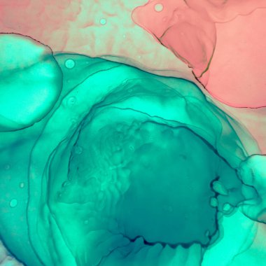 Kırmızı ve Yeşil Soyut Özgeçmiş. Suluboya 