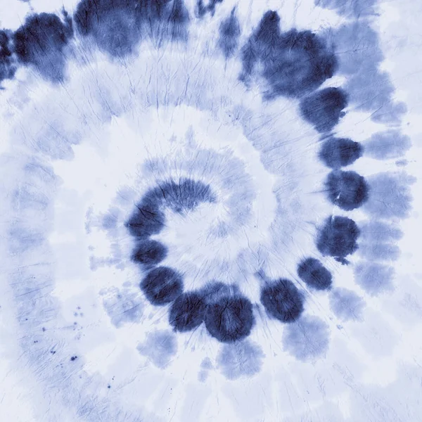 White Indigo Tye Die. Circular Spiral. Blue Roll — Stock Photo, Image