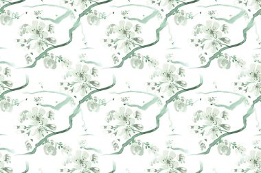 Kusursuz Çin suluboyaları. Yeşil Kiraz Şubesi 