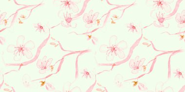 Suluboya Kiraz Çiçeği. Kusursuz Sakura. 