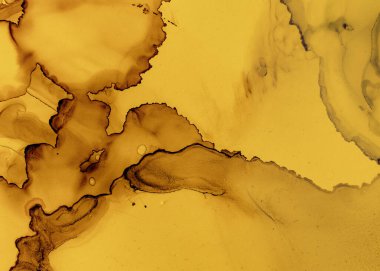 Siyah ve Sarı Soyut Akrilik Yüzey. Koyu 