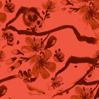 Kiraz çiçekleri pürüzsüz. Gül İllüstrasyonu. 