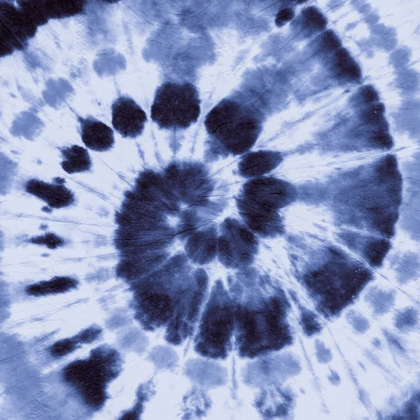 Tintura de gravata azul indigo. Espiral circular. Rodada branca — Fotografia de Stock