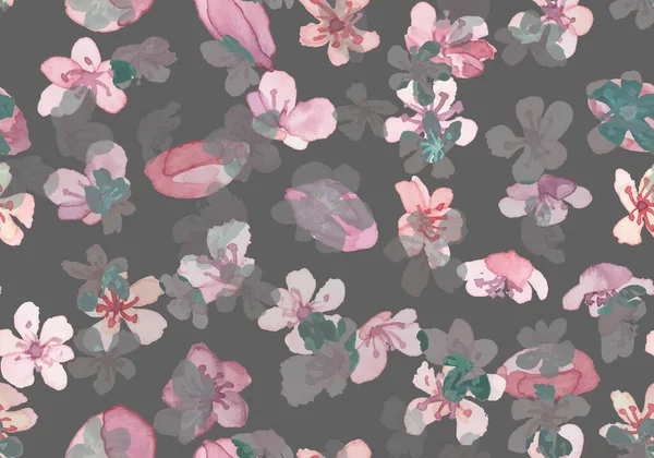 Floral Wallpaper vorhanden. Graue Apfelblüte. Moderne — Stockvektor