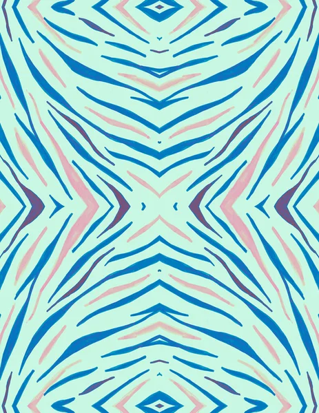 Naadloze Zebra Ornament. Blauw Afrikaans patroon. — Stockfoto