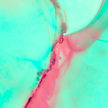 Mercan ve Yeşil Arazi. Alkol Mürekkebi 