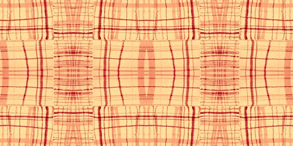 オレンジ・タータン・パターン。水彩ピクニックボーダー. — ストック写真
