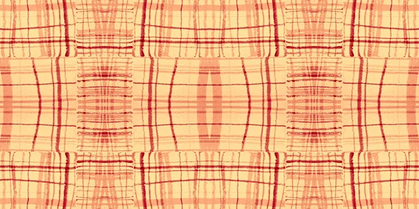 Orange Tartan Pattern. Watercolor Picnic Border. — Stock Photo, Image