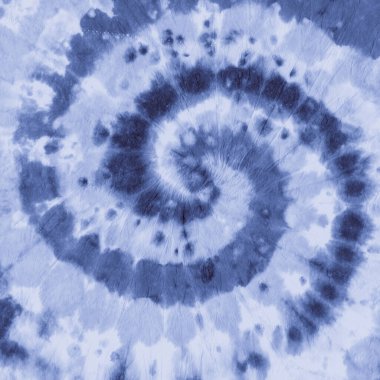 Beyaz Indigo Tye Dye. Grunge Spiral. Mavi Çember 