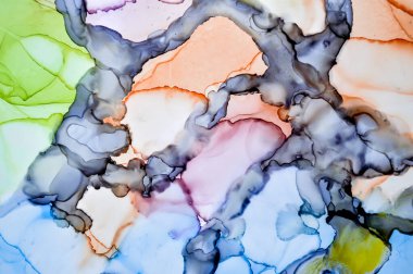 Alkol Mürekkebi Çizimi. Su Sanatı Tasarımı. 