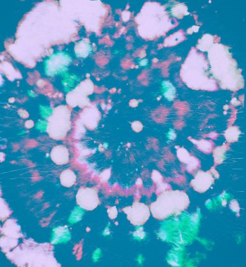 Boyalı tişört. Mavi Sanatsal Yazdırma. Tye Boya Sanatı 